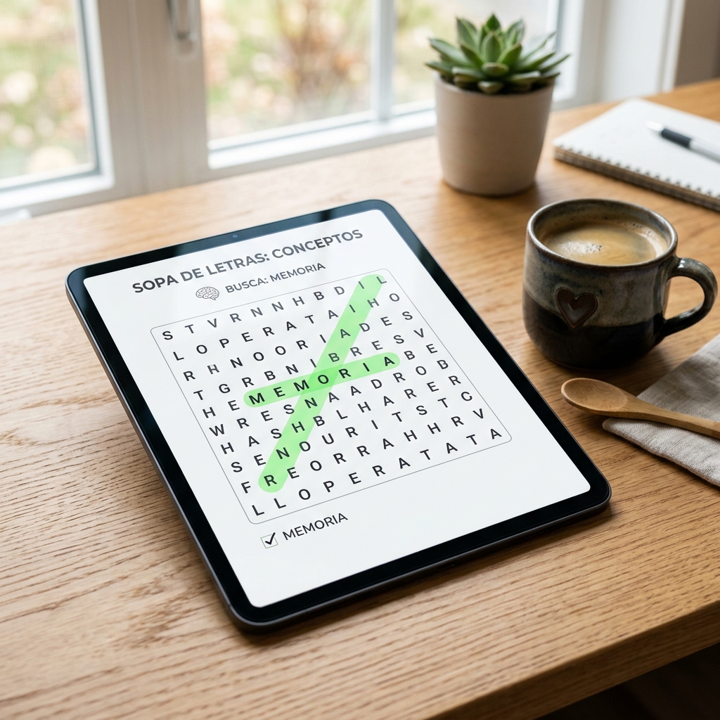 Sopa de Letras Interactiva en tablet